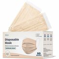 Wecare Disposable Face Mask, 3-Ply with Ear Loop 50 Individually Wrapped, Nude, 50PK WMN100023